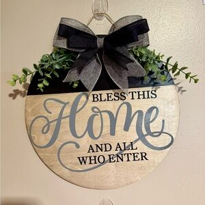 Decorative Wall Sign with Bow and Greenery